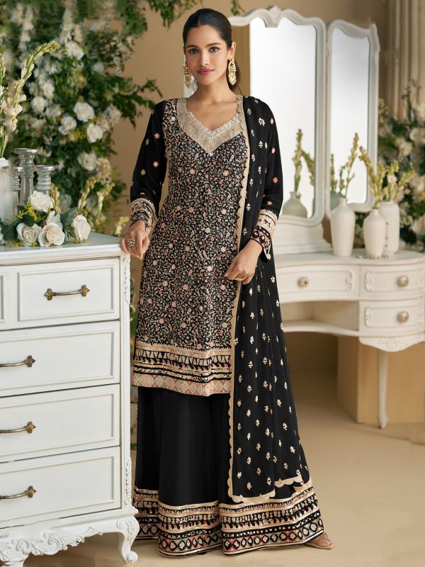 Black Stone Work Pakistani Style Salwar Kameez