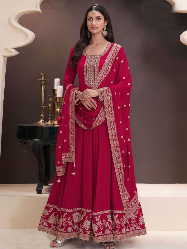 Red Wedding Anarkali Style Salwar Suit Set