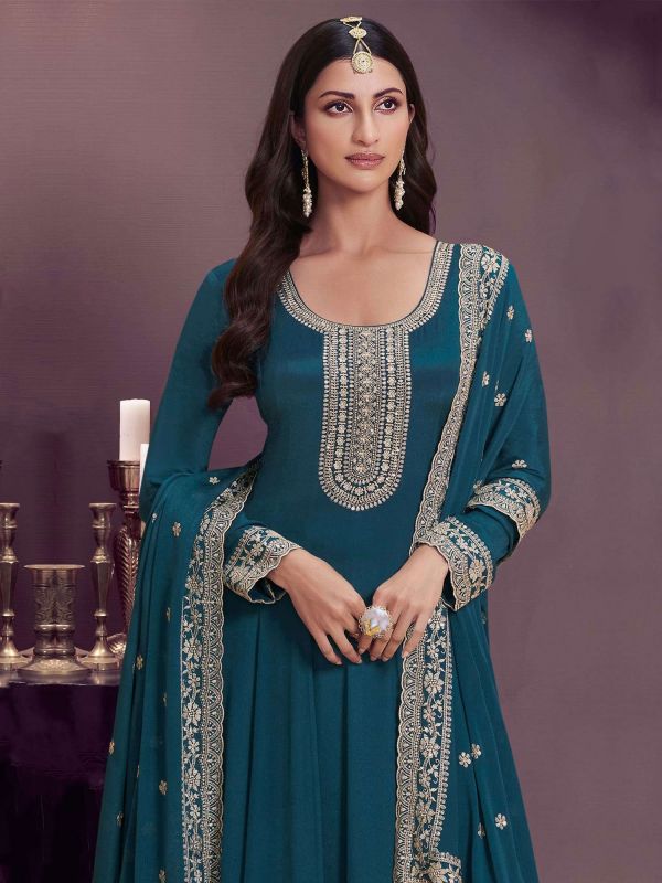 Blue Sequins Work Enhanced Salwar Kameez