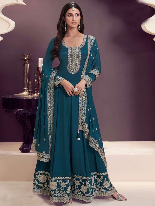 Blue Sequins Work Enhanced Salwar Kameez