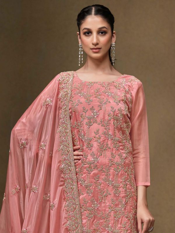 Pink Thread Augmented Pakistani Style Suit Set