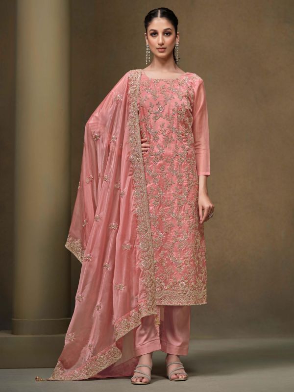 Pink Thread Augmented Pakistani Style Suit Set