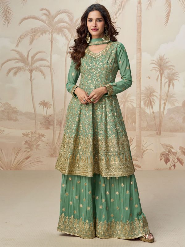 Green Heavy Zari Embellished Wedding Salwar Kameez