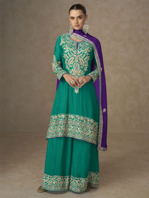 Rama Green Full Sleeved Readymade Palazzo Suit