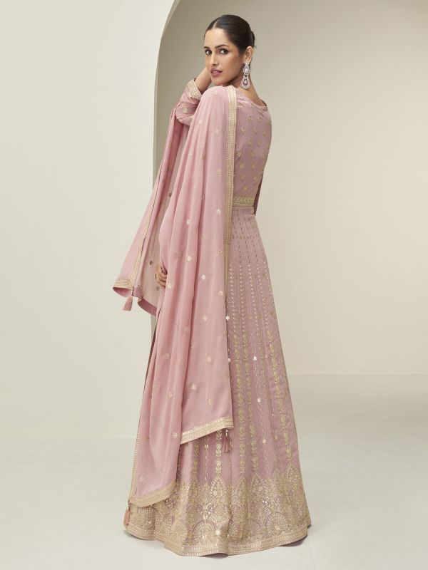 Blush Pink Sequins Work Enhanced Anarkali Suit