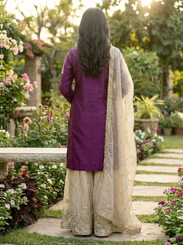 Wine Readymade Salwar Kameez In Pakistani Style
