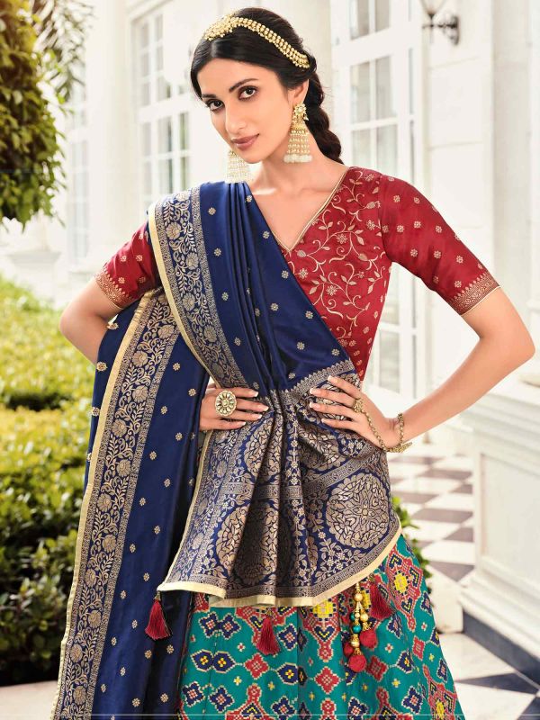 Blue Banarasi Silk Traditional Lehenga Choli