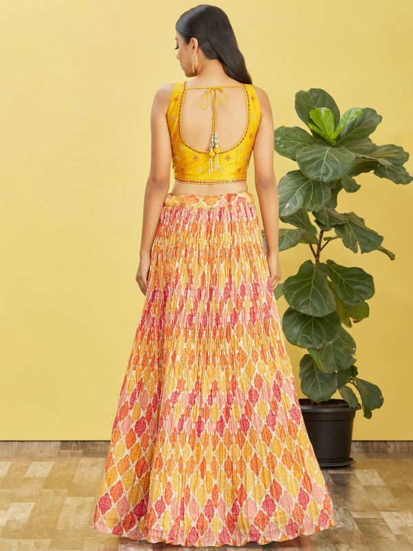 Yellow Festive Lehenga With Embroidered Choli