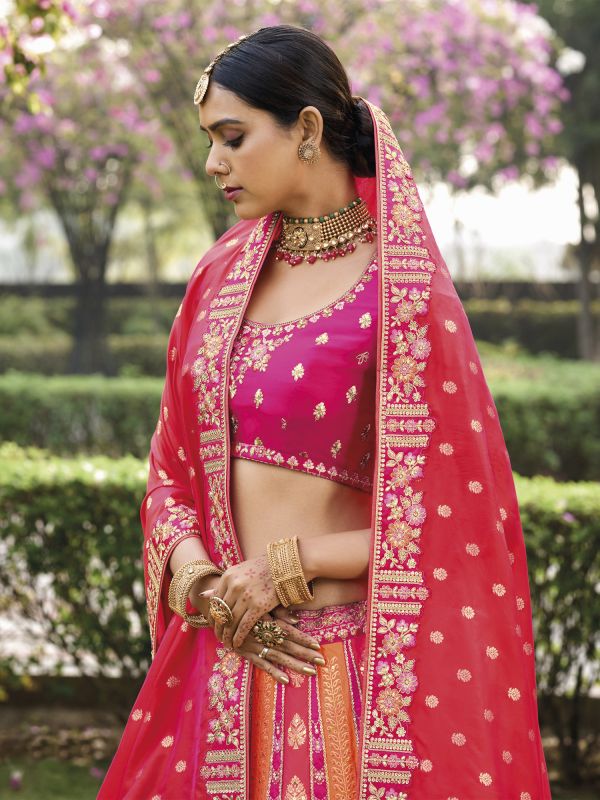 Multicolor Traditional Lehenga Choli In Banarasi Silk