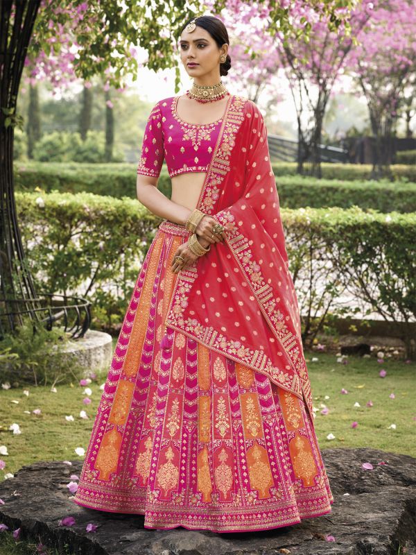 Multicolor Traditional Lehenga Choli In Banarasi Silk