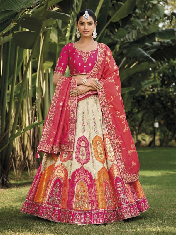 Multicolor Banarasi Silk Traditional Lehenga Choli In Embroidery