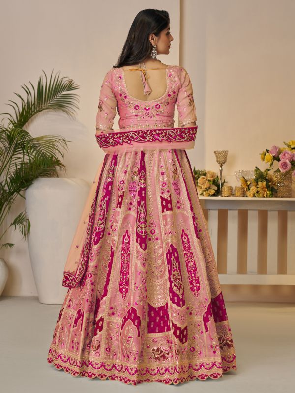 Creamy Peach Stone Enhanced Wedding Lehenga Choli