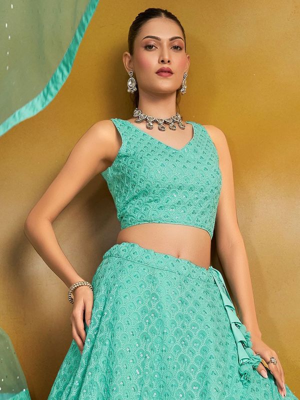 Turquies Festive Lehenga Choli In Thread Embroidery