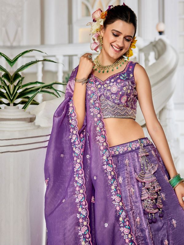 Royal Purple Heavy Floral Embeelished Lehenga Choli