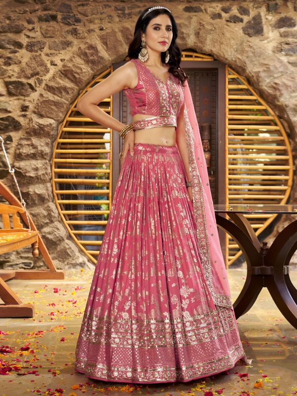 Blush Pink Dola Silk Bridesmaid Lehenga Choli