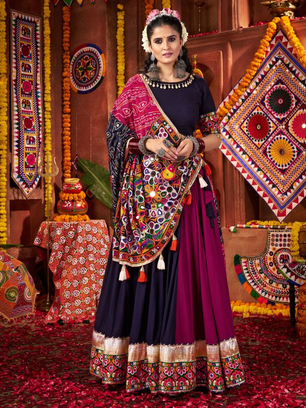 Purple And Magenta Lehenga Choli With Printed Dupatta