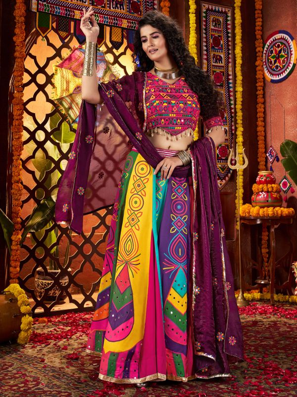 Multicolor Navaratri Lehenga Choli Set In Print