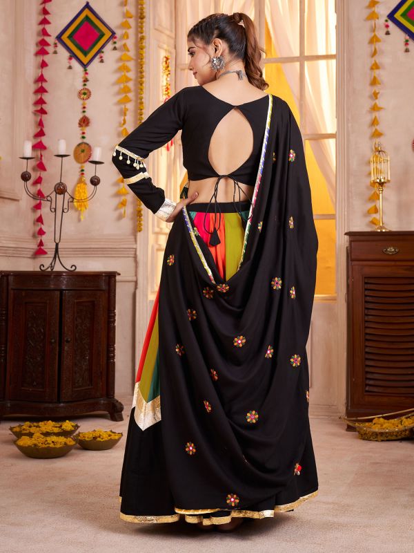 Multicolor Mirror Augmented Cotton Lehenga Set