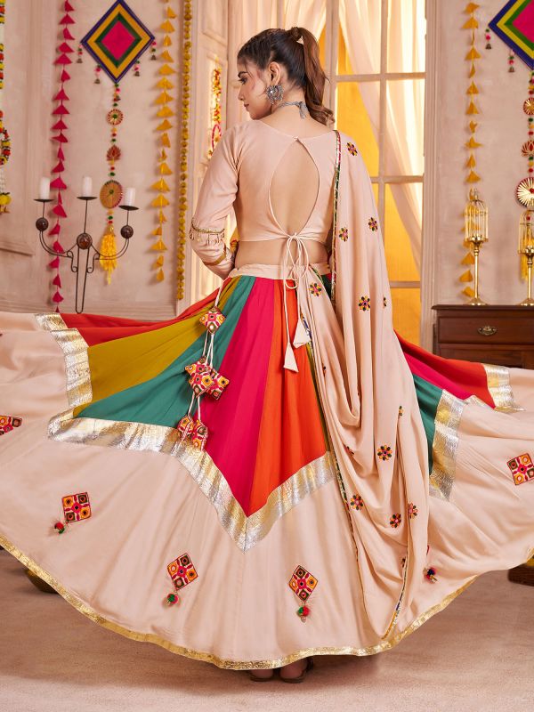 Multicolor Festive Lehenga Set With Dupatta In Cotton