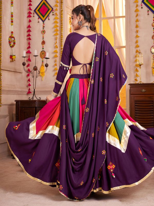 Multicolor Navaratri Lehenga Choli Set In Thread Work