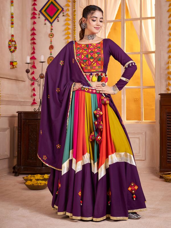 Multicolor Navaratri Lehenga Choli Set In Thread Work