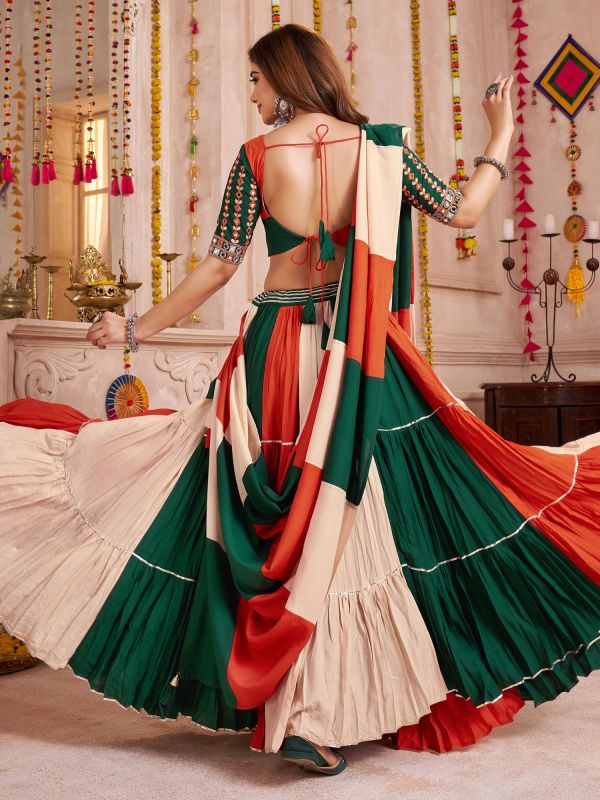 Multicolor Navratri Lehenga Choli In Ruffle Style