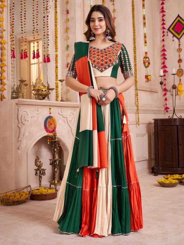 Multicolor Navratri Lehenga Choli In Ruffle Style