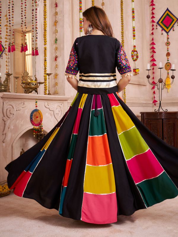Multicolor Mirrror Work Lehenga Set With Jacket