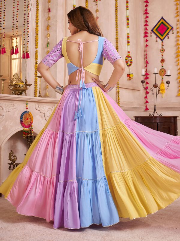 Multicolor Ruffle Style Cotton Lehenga Choli Set