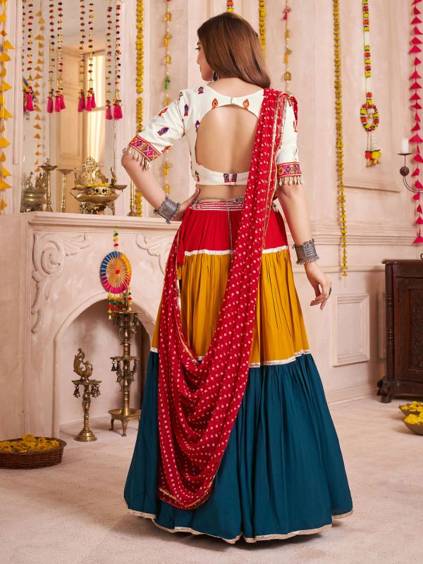 Multicolor Navratri Lehenga Set With Georgette Dupatta