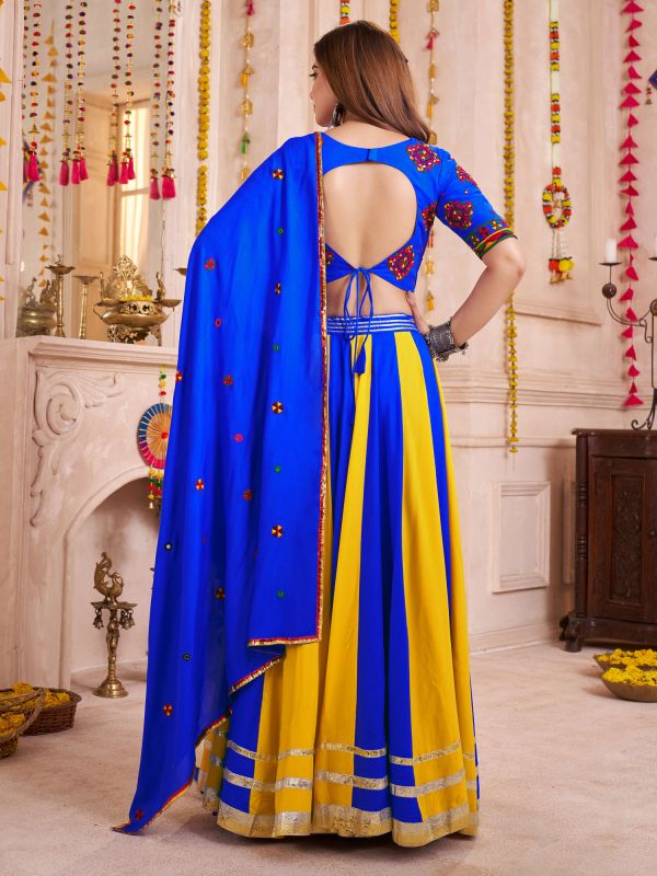 Multicolor Mirror Work Augmented Navratri Lehenga Choli
