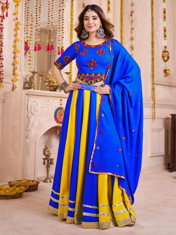 Multicolor Mirror Work Augmented Navratri Lehenga Choli