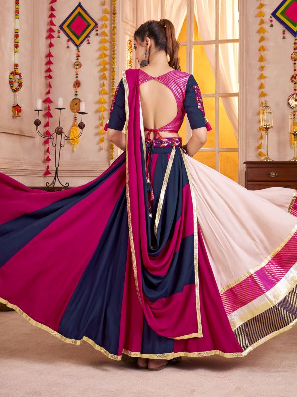 Multicolor Navratri Lehenga Choli Set With Waist Belt
