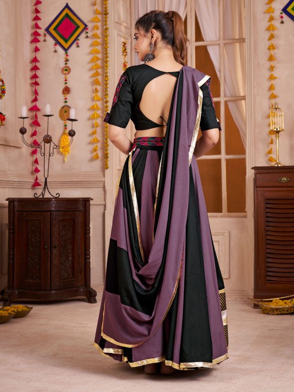 Multicolor Cotton Festive Lehenga Set In Thread Work