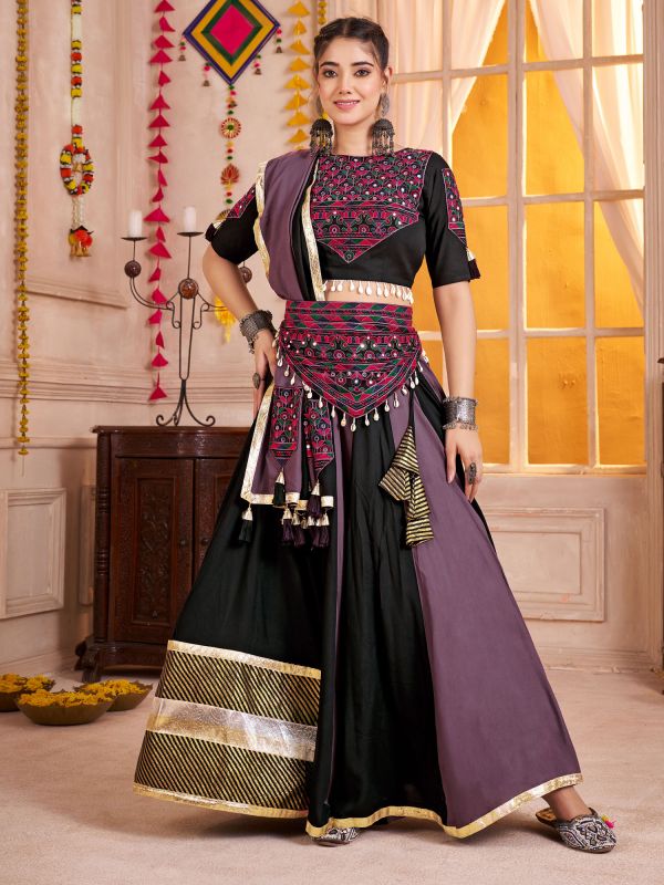 Multicolor Cotton Festive Lehenga Set In Thread Work