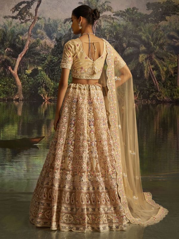 Cream Floral Embroidered Designer Lehenga Choli