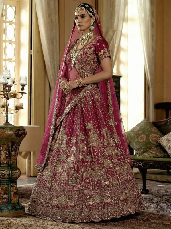 Pink Designer Lehenga Set With Two Dupatta