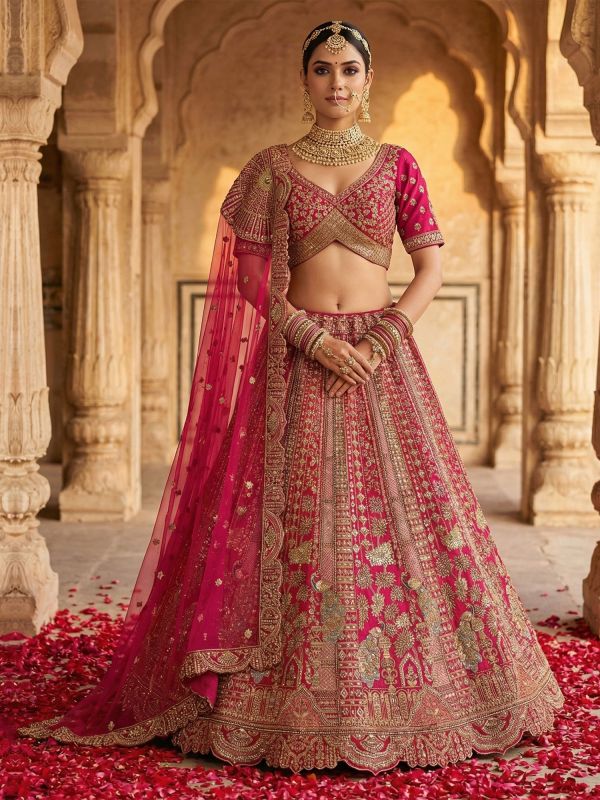Hot Pink Designer Bridal Lehenga Choli Set