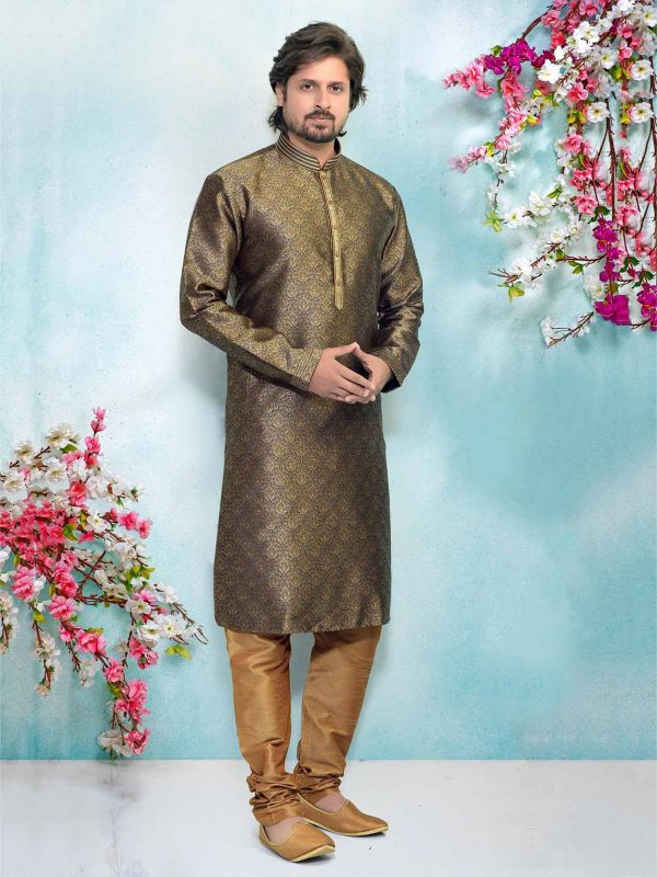 Grey Colour Pintux Kurta Pajama.