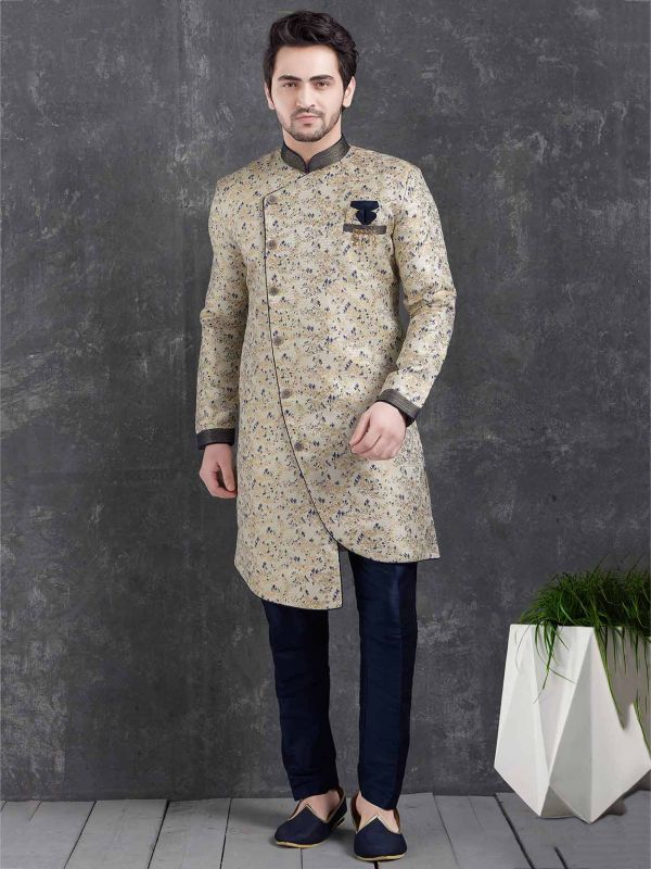 Blue,Cream Colour Men's Semi Indowestern.