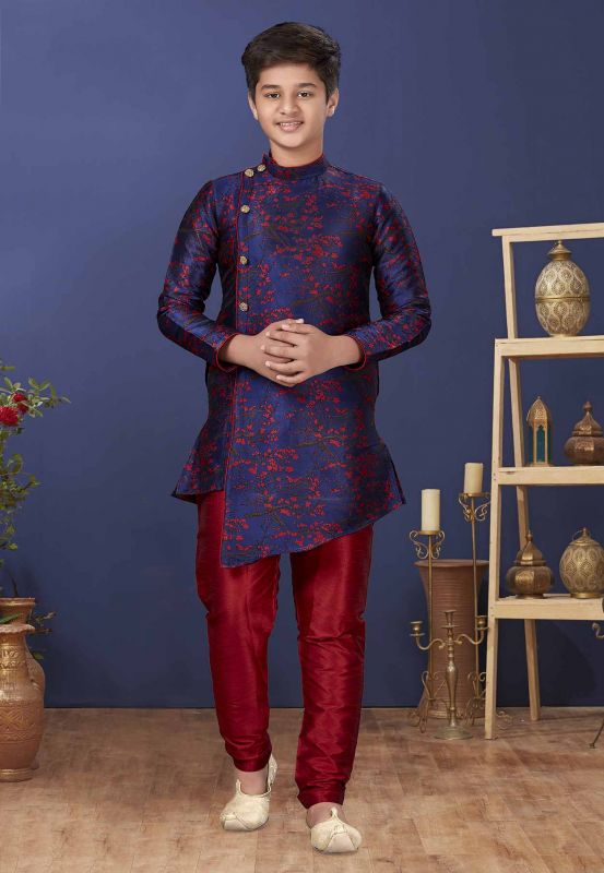 Blue Colour Silk Boy's Indowestern.