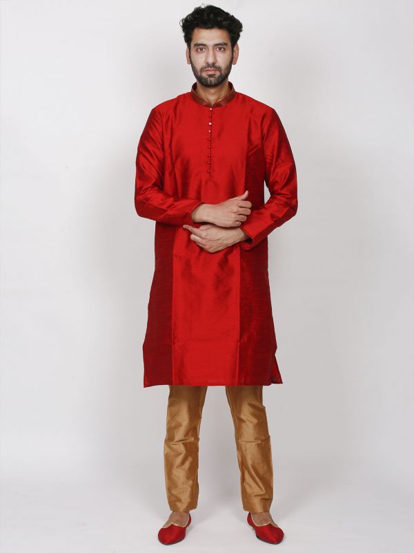 Maroon Colour Brocade Fabric Designer Kurta Pajama.