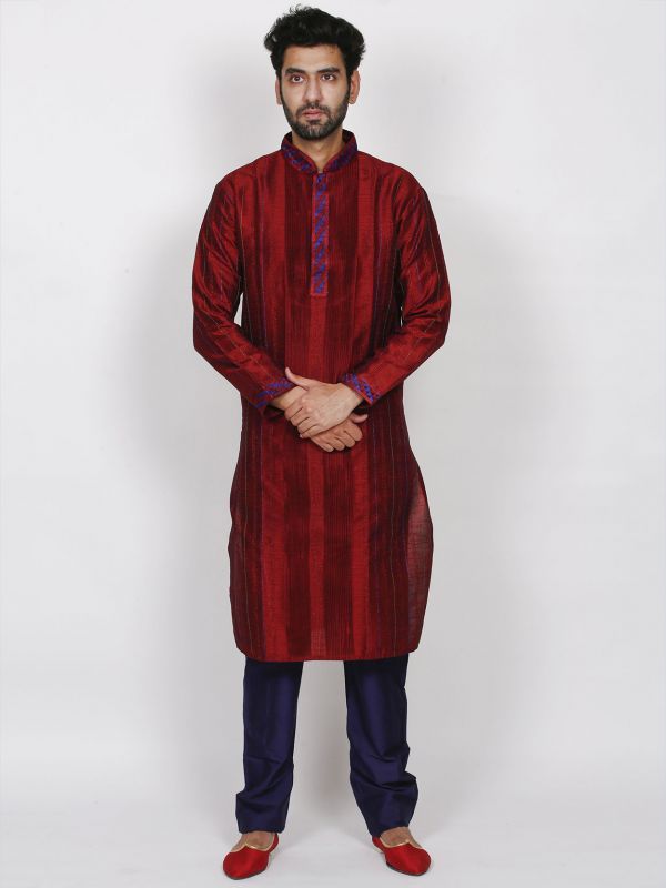 Maroon Colour Silk Kurta Pajama.