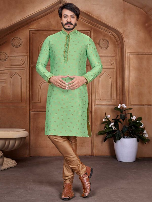 Green Colour Jacquard,Silk Designer Kurta Pajama.