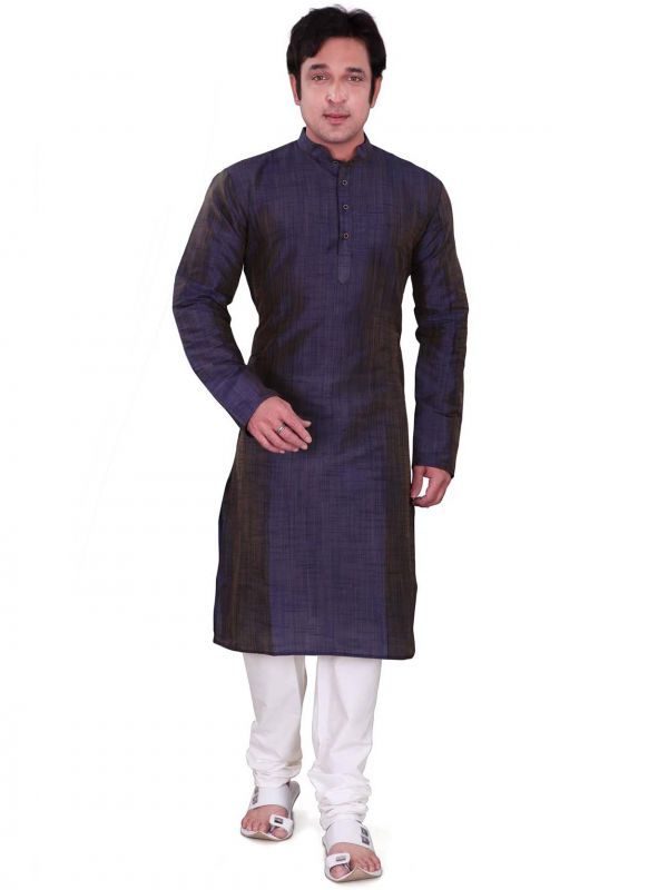 Brown Colour Dupion,Jute Fabric Mens Kurta Pajama.