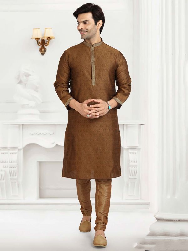 Brown Colour Party Wear Kurta Pajama.