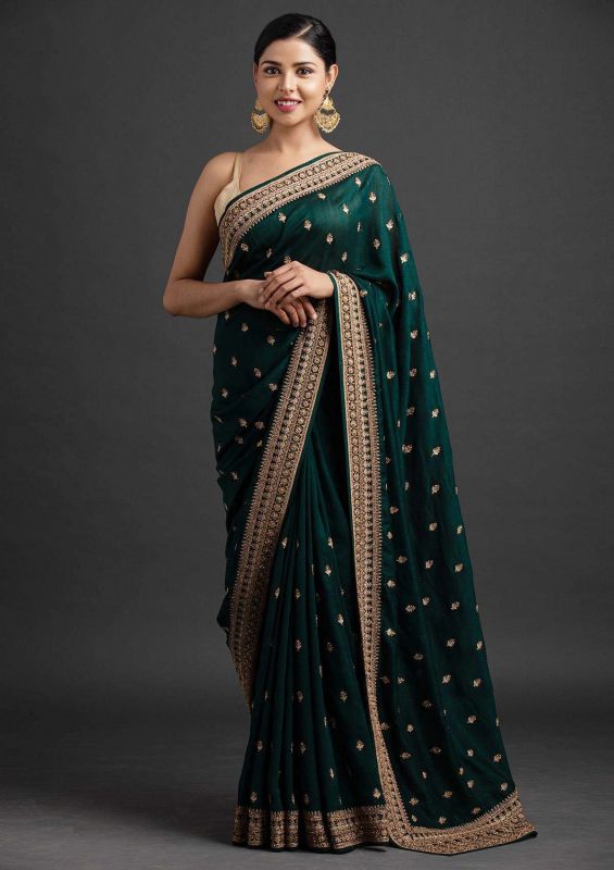 Green Colour Art Silk Fabric Designer Saree.