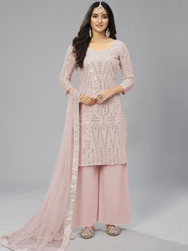 Baby Pink Colour Salwar Kameez in Georgette Fabric.