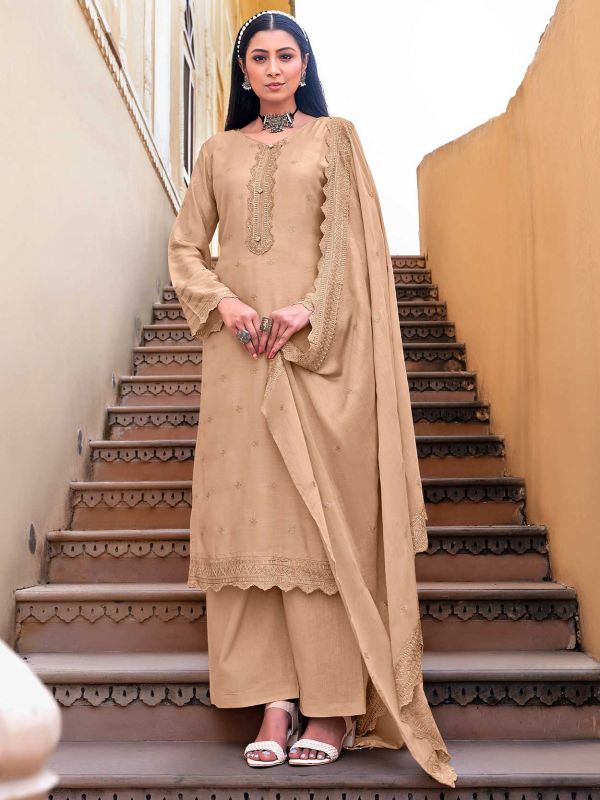 Brown Colour Viscose Fabric Salwar Kameez.