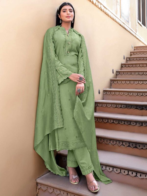 Green Colour Designer Salwar Suit in Viscose Fabric.